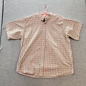 Panhandle Men Button Up Shirt‎ 2XL Orange Plaid Tuf Cooper Performance
